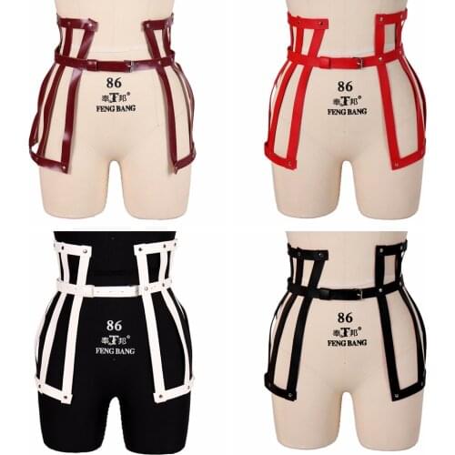 Harajuku Women Adjust PU Leather Garter Belt Punk Elasticity Body Harness Sexy Tight Leg Harness Bondage Suspender Strap Belts