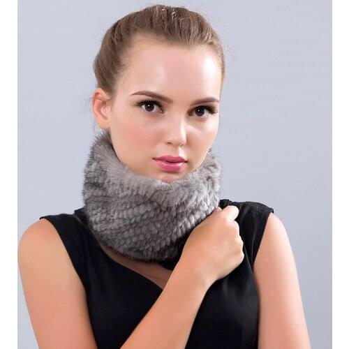 Womens Winter Scarves New Luxury Russian Fur Scarf Female 2018 Brand New Fashion Knitted Genuine Fur Ring Real Mink Fur Scarf