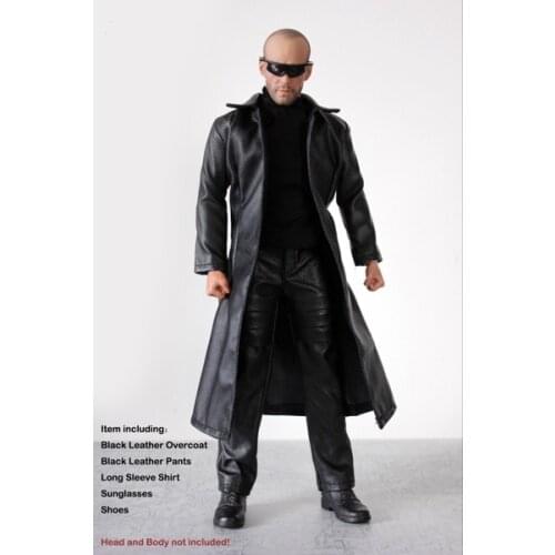 1/6 12 inch male puppet clothing DOLLSFIGURE black coat leather coat leather pants suit in stock