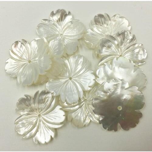 10pcs Wholesale Jewelry 28mm Beautiful White Mother of pearl Shell Art Flower women Pendant Bead C8321