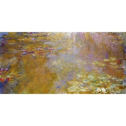 100% handmade landscape oil painting reproduction on linen canvas,water-lily-pond-1919-2 by claude monet,Free DHL Shipping