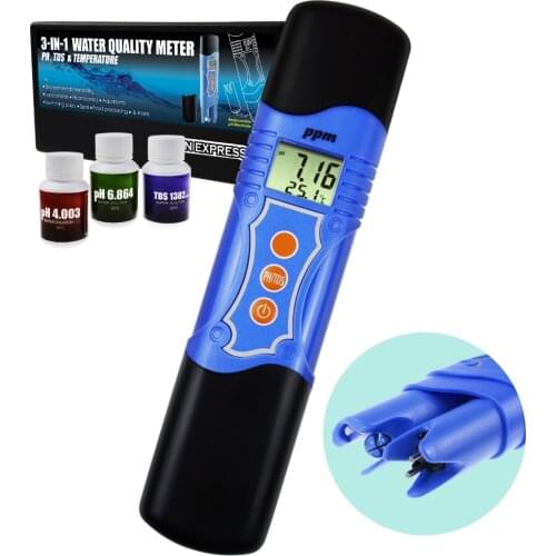 3-in-1 Combo Water Quality Tester pH / TDS / Temperature Meter 0.00~14.00pH 0~1999mg/L(ppm) w/ ATC