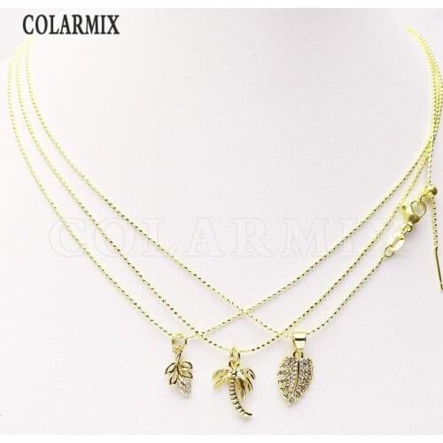 8 Strand Zirconia Leave shape charms necklace jewelry accessories Slim chain necklace for women New design 8219