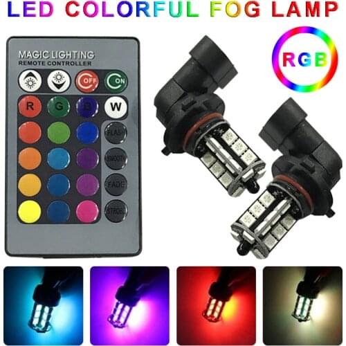 9006 27 RGB LED Color Change 12V Fog Light Headlight Bulbs w/ Remote Control