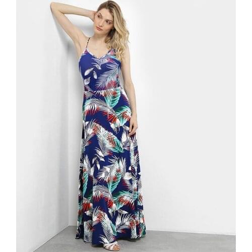 Bohemian Suspender Long Dress Women Floral Print Sleeveless Off Shoulder V-neck High Waist Female Beach Sexy Boho Dresses