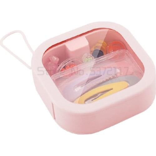 Household hand jewelry storage box small childrens hair accessories portable box plastic transparent dust box