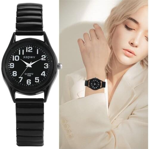 Minimalist Men Women Black Elastic Band Classic Arabic Numeral Dial Quartz Watch New Product Couple Watch Lover Anniversary Gift