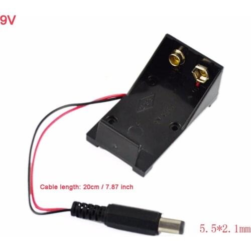 9V Battery Holder Case Storage Box Shell with two Wire Leads Clip, plug Size 5.5*2.1mm RCmall FZ1575