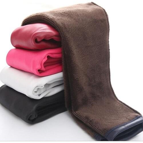 Kids pants children clothing PU leather double plus thick velvet girls leggings autumn winte child baby warm trousers black red