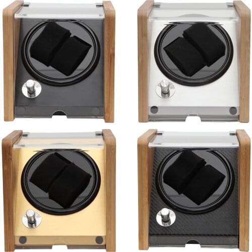 Double Watch Winder Watch & Transparent Cover for 2 Watch Black