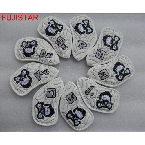 FUJISTAR Golf Irons Headcovers Skull Golf Iron Set Covers #4-9PAS/9pcs set