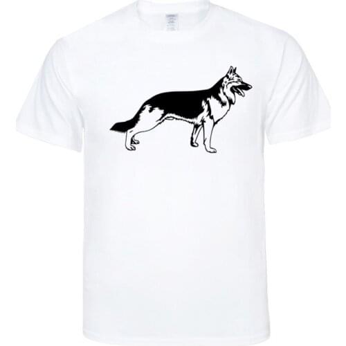 German Shepherd T Shirt Mens Black And White cotton T-shirts Summer Skateboard Tee Boy Skate Tshirt Tops European size