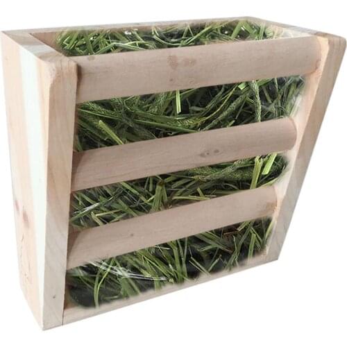 Rabbit Hay Feeder Pet Hamster Wood Manger Accessories Guinea Pig Chinchillas Grass Frame Dropshipping