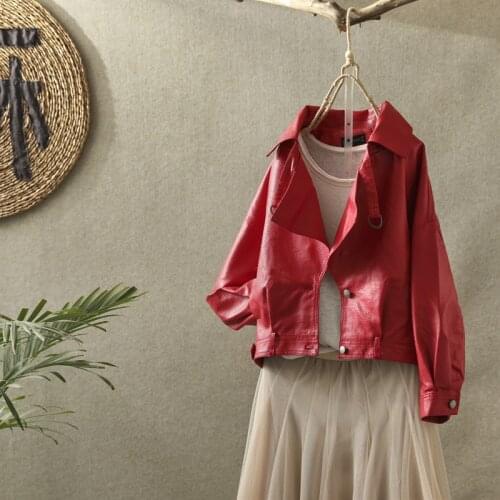 2020 New Women Autumn Faux Soft Leather Loose Jacket Vintage Biker Coat Female Short Pockets Motor Pu Leather Jacket