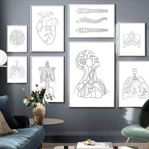 Medical Human Anatomy Organs Skeleton Wall Art Canvas Painting Nordic Posters And Prints Wall Pictures For Clinic Hospital Decor