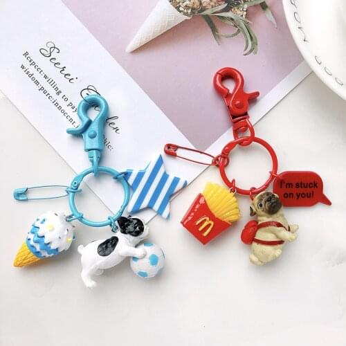 Cute Cartoon Puppy Panda Keychain For Men And Women Fashion Bag Pendant Car Key Ring Personality Lover Couple Gift Jewelry