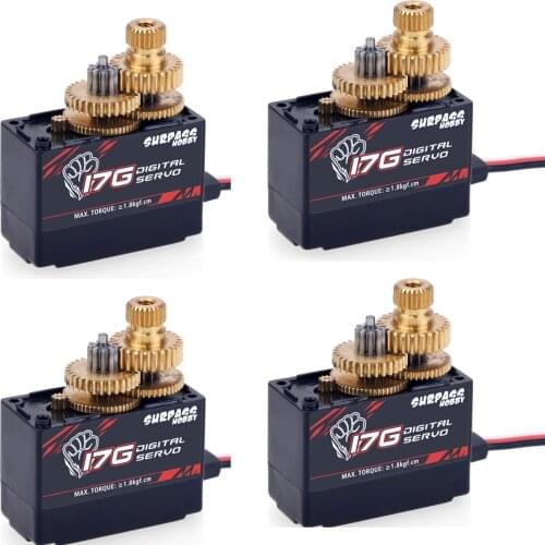 SURPASS Hobby 4PCS 17g Micro Mini Servo S0017M Metal Gear for RC 1/18 1/16 Helicoper Airplane Truck Car ship Boat Robot fpv