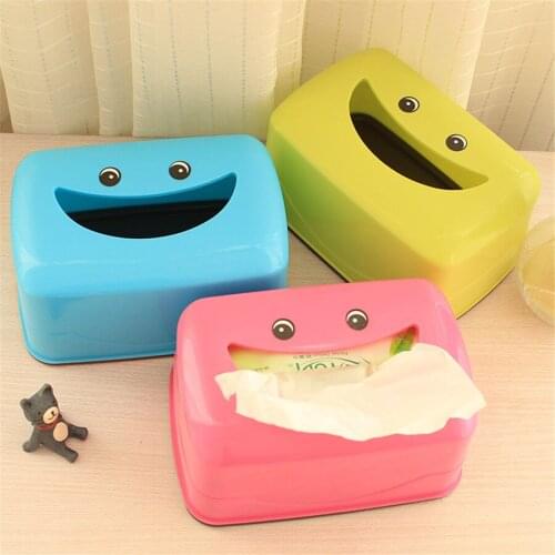 Cartoon Lovely Smile Napkin Holder Novelty Useful Plastic Tissue Boxes for Table Decor Living Room Kitchen Bathroom