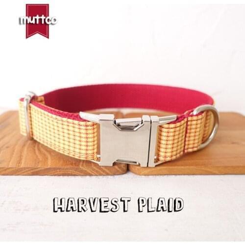 MUTTCO retailing self-design dog collar HARVEST PLAID handmade poly satin and nylon 5 sizes dog collar UDC104