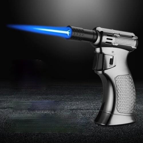 New Large Firepower Kitchen Spray Gun Lighter Lockable Fire Welding Windproof Gas Lighters Cigar Lighter Accessories Outdoor BBQ