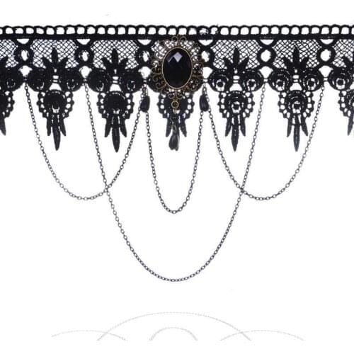 1pc Fashion Sexy Gothic Chokers Crystal Black Lace Neck Choker Necklace Vintage Victorian Women Chocker Steampunk Jewelry