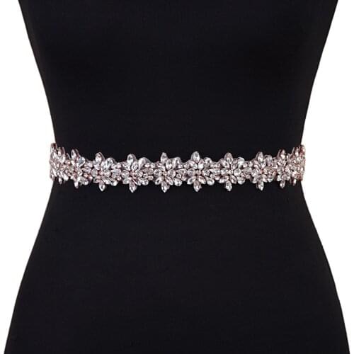 100% Handmade Luxury Rose Gold Crystal Wedding Belt Diamond Bridal Belt Bridal Sash Rose Gold Rhinestones Wedding Belt Sashes