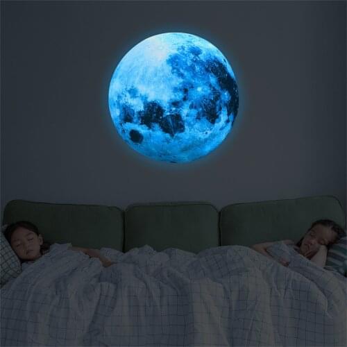 Luminous Blue Moon 3d Wall Sticker For Kids Room Living Room Bedroom Decoration Home Decals Glow In The Dark Wall Stickers