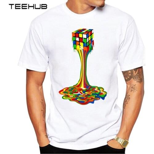 TEEHUB Mens New Fashion abstract drip rubix painting Design Short Sleeve T-Shirt Cool Tops Hipster Tee Shirts