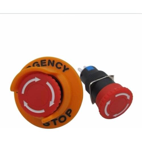 TWTADE/AC110V-250V DC12V-250V 0.1-5A SPDT 1NO 1NC 3Pin 16mm Self-Locking Mushroom Emergency Stop Push button Switch