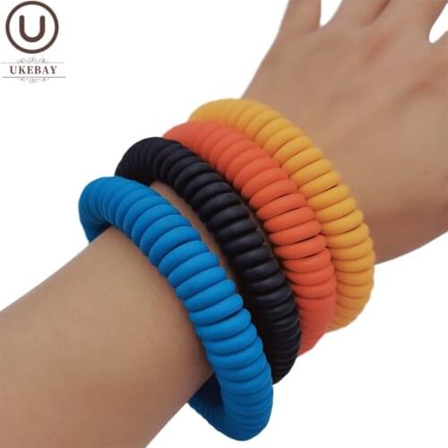 UKEBAY New Round Handmade Bangles For Women Rubber Bracelets 4 Colors Design Luxury Charm Bangles Birthday Gift Mom Punk Jewelry