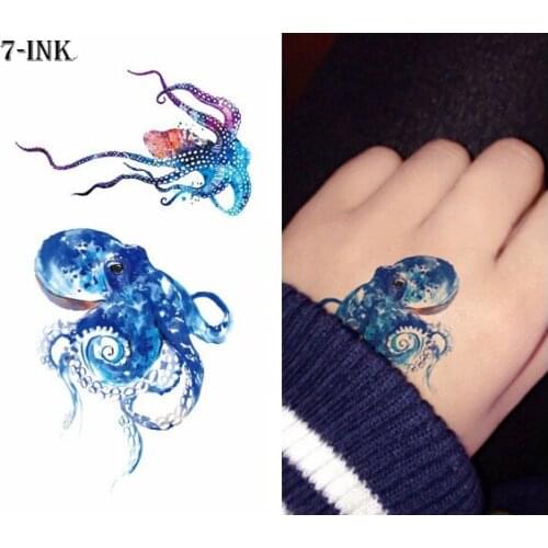 Waterproof Temporary Tattoos sticker color Sea Octopus tattoo Water Transfer fake tatto flash tatto 10.5*6 cm for kid man woman