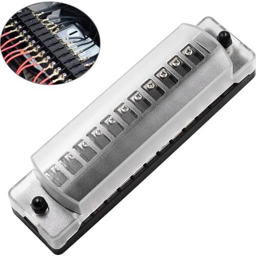 WUPP car long 12-way fuse box without fuse, 1 in 1 out with sticker