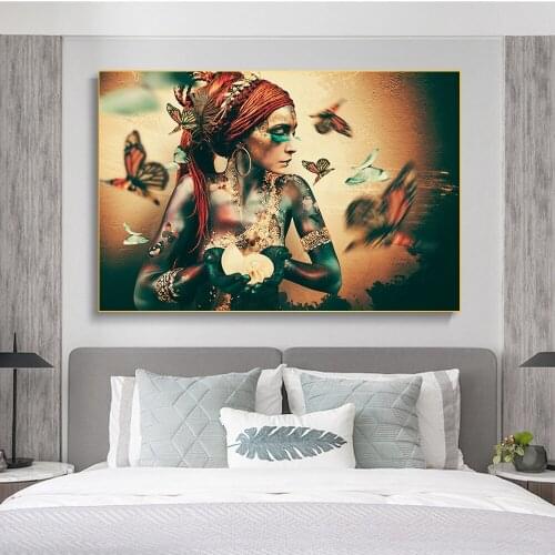 Priestess Women Portrait Butterfly Art Canvas Print Painting Wall Picture Nordic Living Room Home Decoration Poster