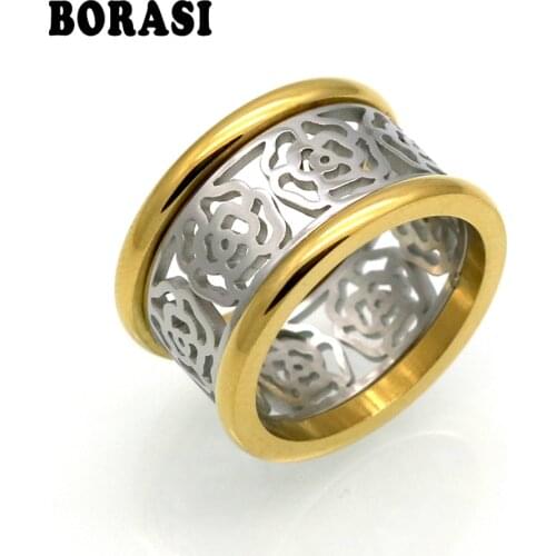 Fashion Jewelry Stainless Steel Love Brand Flower Rings For Women Bague Female Engagement Wedding Finger Ring Anel