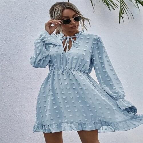 2021 Spring Woman Fashion Long Sleeve V-neck Patchwork High Waist Chiffon Dress Summer Casual Drawstring Dresses Vestidos