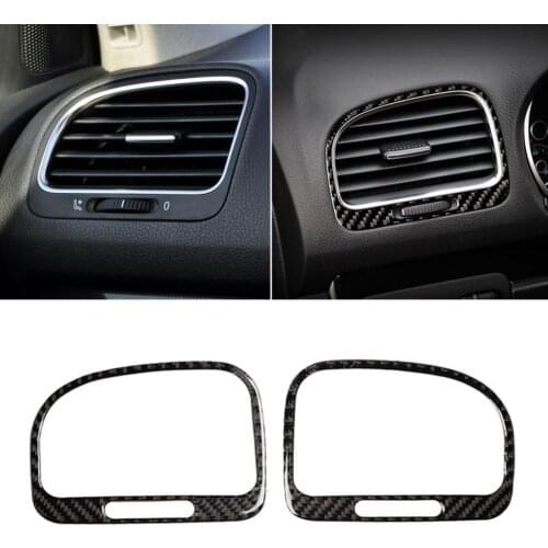 10sets Carbon Fiber Car Air Vent Outlet Trim Stickers for VW Golf 6 R MK6 08-12 for air conditioning outlet decoration sticker