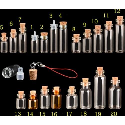 100pieces 1/2/5ML wishing glass Bottles With Cork stopper Small Transparent Mini Empty Glass Vials Jars Containers Bottles