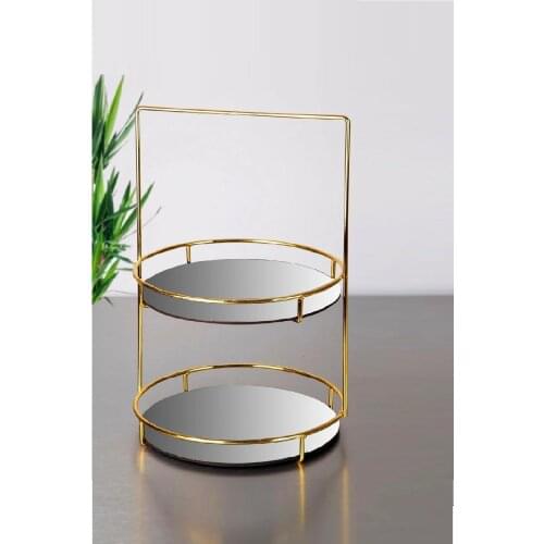 Manor 38cm 2-Storey Gold Luxury Catering 2KT-KCK-ALT Gold Color Stylish Guest Serving Platter Posh New Luxurious