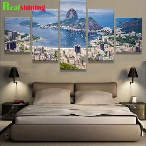 Brazil Rio De Janeiro city overview 5 pcs Diamond Painting Cross Stitch Handmade 5d Embroidery Full Drill Multi-Picture N1718