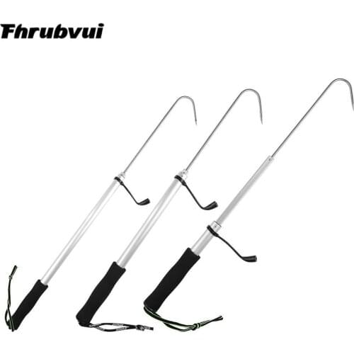 60/90/120cm Professional Telescopic Retractable Fish Gaff Stainless Ice Sea Fishing Stainless Steel EVA Spear Hook Tackle 1Pcs