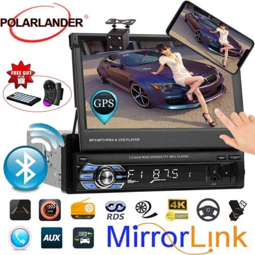 7" USB/AUX/SD GPS Stereo Car Radio 1DIN Bluetooth Autoradio radio cassette player auto tapes Head Unit Mirror Link