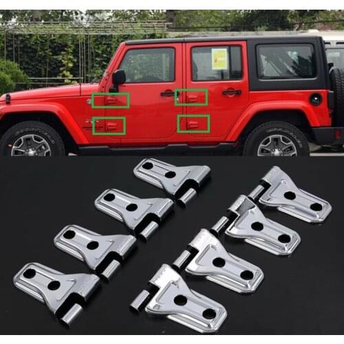 8pcs Automotive ABS Chrome Side Door Hinge Protector Cover Trim Car Stytling Auto Car Accessories for Jeep Wrangler JL 2018 2019