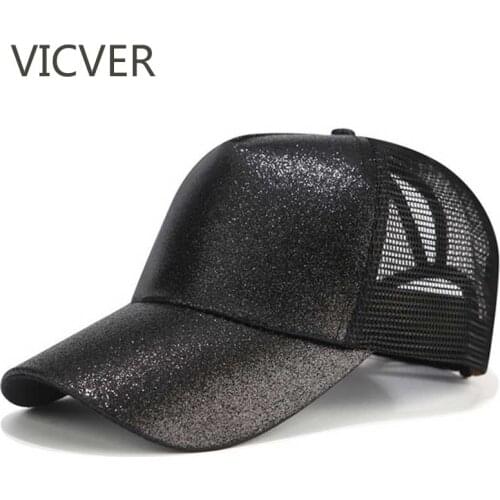 2019 Glitter Ponytail Baseball Caps For Kids Summer Hats Girls Hip Hop Cap Children Snapback Mesh Hat Fashion Messy Bun Caps