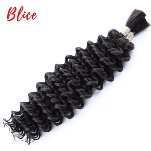 Blice Synthetic Hair Extensions 18 "-24" Hair Bundles No Weft Curly 1PCS Natural Black Bulk crochet Braiding Hair For Women