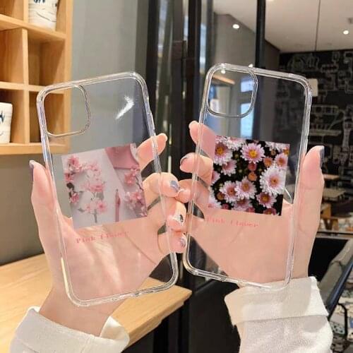 Phone Case For iphone 12 11 8 7 6s 6 5 5s 5c se plus mini x xs xr pro max Flower Summer Pink Transparent soft