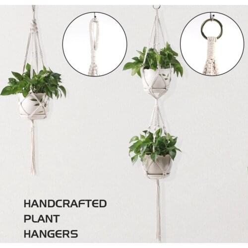 80/125/152cm Hanging basket Macrame Plant Hanger Baskets Flower Pots Holder Hanging Decor Rope handcrafted plant hangers Garden