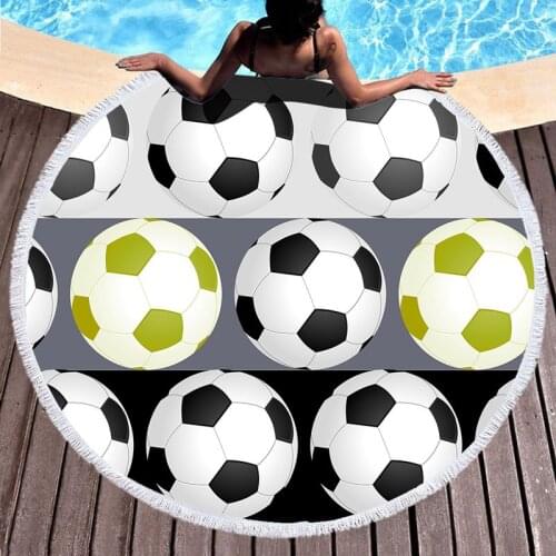 Football Large Beach Towels Round Microfiber Sand-Free Beach Mat For Child Adult Sport Bath Towel Yoga Blanket Swiming For Home