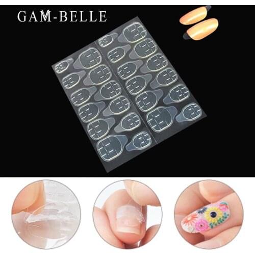 GAM-BELLE 5 Sheet False Nail Glue Sticker Double Sided Ultra-thin Adhesive Tape Waterproof Fake Art Extension Tools Accessories