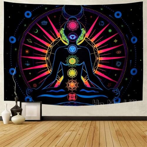 Trippy Sun Tapestry Galaxy Starry Stars Tapestry Psychedelic Celestial Moon Tapestry Colorful Yoga Meditation