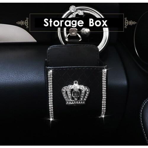 Crystal Car Outlet Air Vent Trash Box for Auto Mobile Phone Holder Pouch Organizer Hanging Storage Bag Girls Car Styling